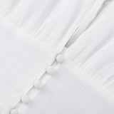 BUTTON-FRONT PUFFED SLEEVES MAXI DRESS IN WHITE DRESS STYLE OF CB 