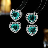 HEART-SHAPED ROMANTIC EARRINGS Earrings blingmyfriend GREEN 