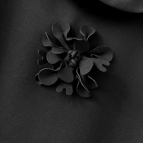 GIANNA STEREO FLOWER RUFFLE MINI DRESS IN BLACK styleofcb 