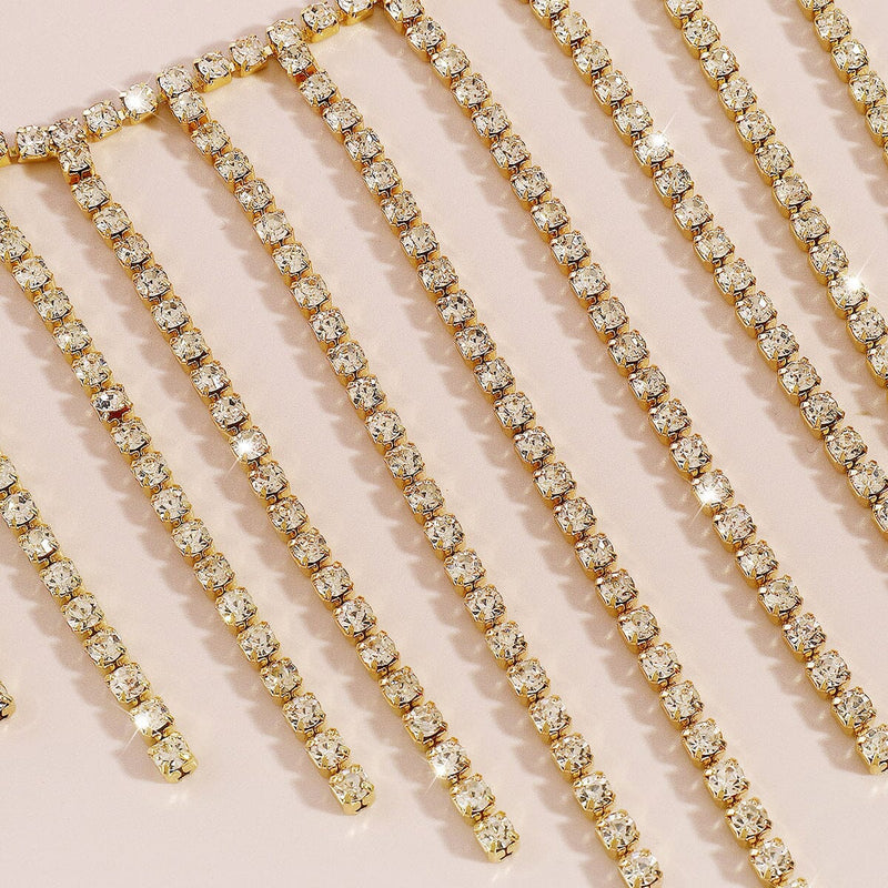 TASSEL AND DIAMOND CHEST CHAIN IN GOLD blingmyfriend 