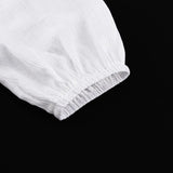 BUTTON-FRONT PUFFED SLEEVES MAXI DRESS IN WHITE DRESS STYLE OF CB 