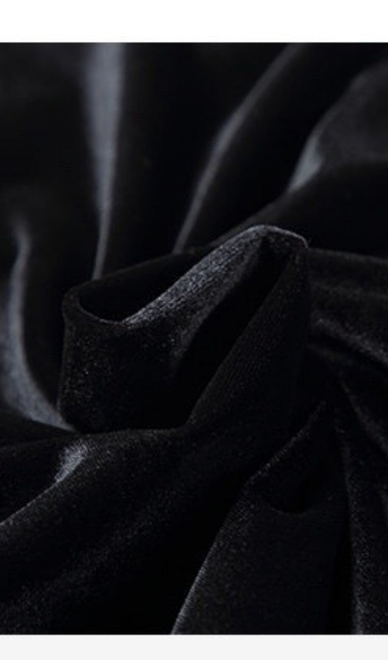 VELVET OFF-SHOULDER FEATHER MINI DRESS IN BLACK styleofcb 