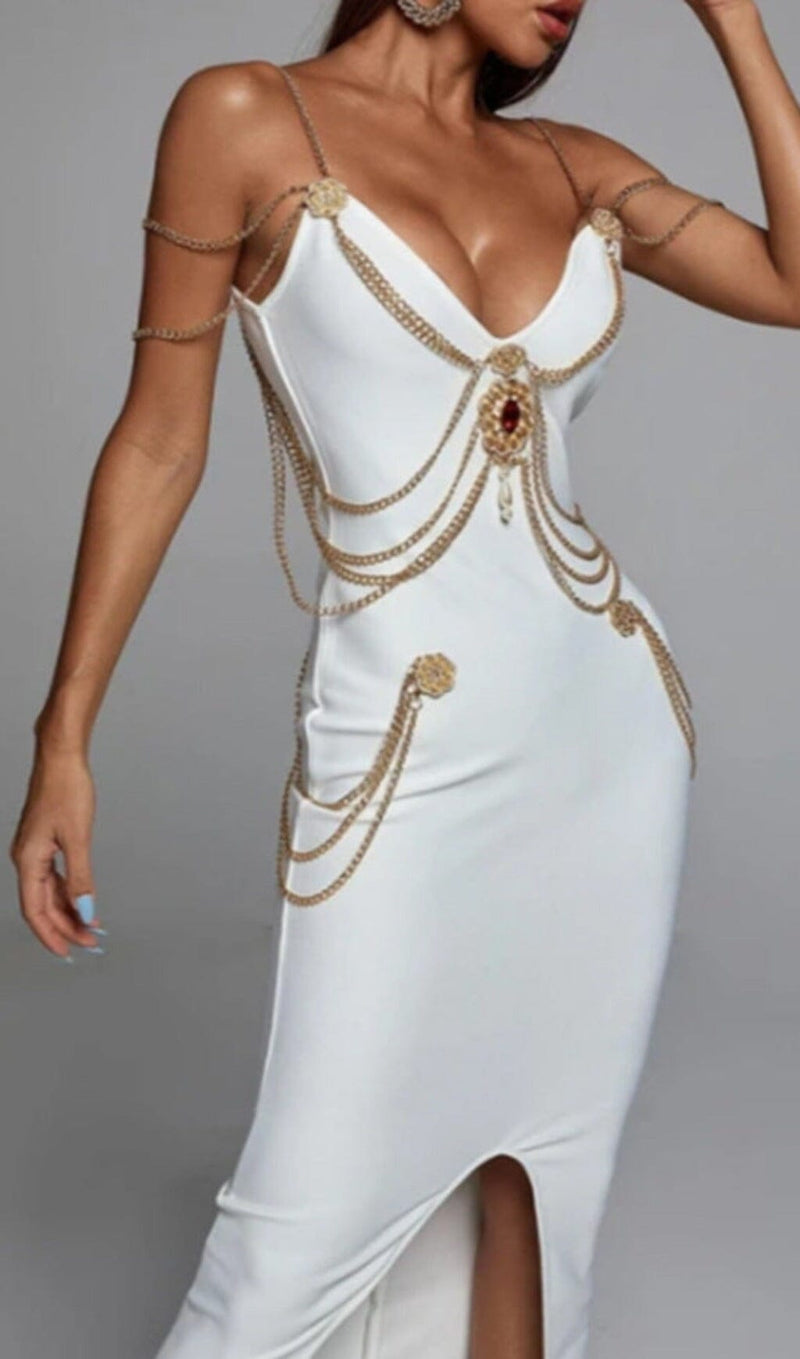 BANDAGE SWEETHEART SPLIT MAXI DRESS IN WHITE Dresses styleofcb 