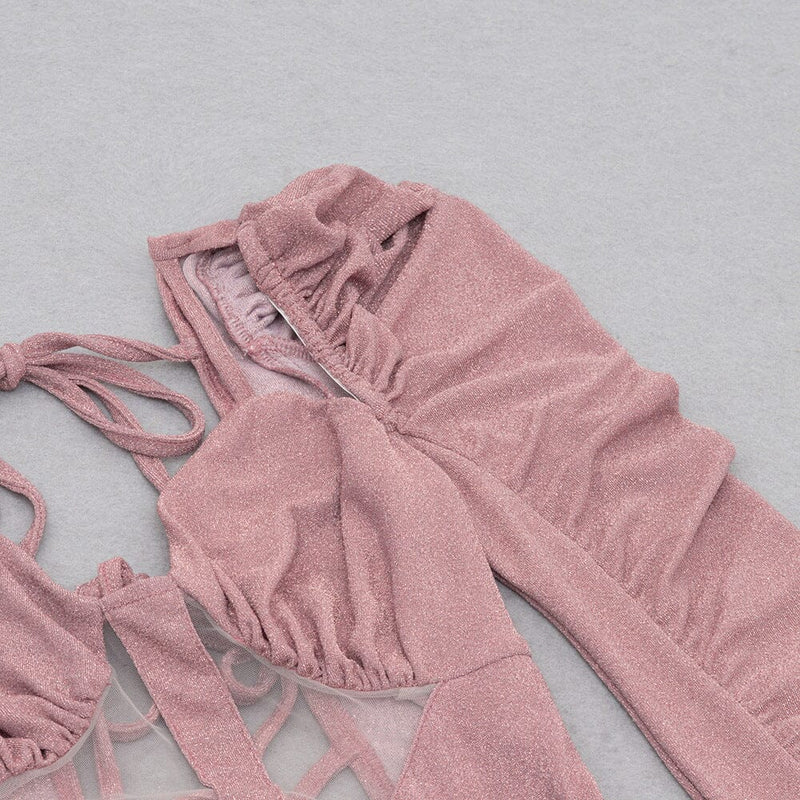 HIGH SLIT AND RUFFLES BACKLESS DRESS IN PINK styleofcb 