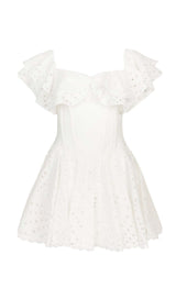 OFF-SHOULDER PRINT MINI DRESS IN WHITE DRESS STYLE OF CB 
