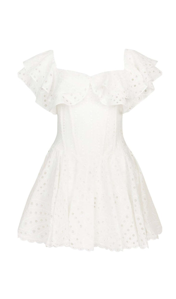 OFF-SHOULDER PRINT MINI DRESS IN WHITE DRESS STYLE OF CB 