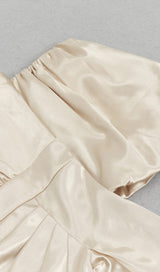 OFF SHOULDER RUCHED ASYMMETRICAL MIDI DRESS IN GRAY DRESS STYLE OF CB 