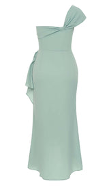 ONE SHOULDER RUCHED MIDI DRESS IN MINT DRESS sis label 