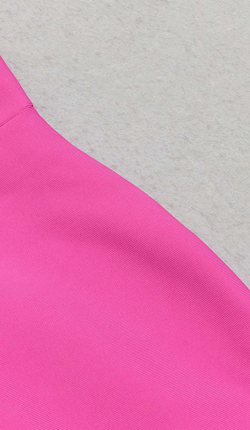 ONE SHOULDER CHAIN MIDI DRESS IN PINK DRESS STYLE OF CB 