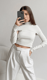 Off-the-shoulder solid color T-shirt styleofcb 