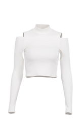 Off-the-shoulder solid color T-shirt styleofcb WHITE S 