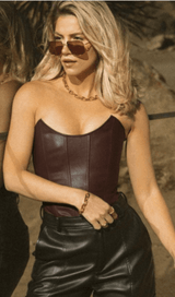 One-shoulder faux leather slim vest styleofcb 