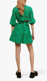 PAISLEY-EMBROIDERED MINI DRESS IN GREEN DRESS STYLE OF CB 