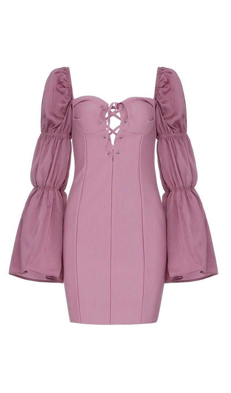 PINK PUFF SLEEVE MINI DRESS Dresses styleofcb 