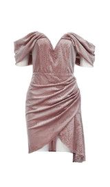 PINK VELVET DOT STRAPLESS MINI DRESS Dresses styleofcb 