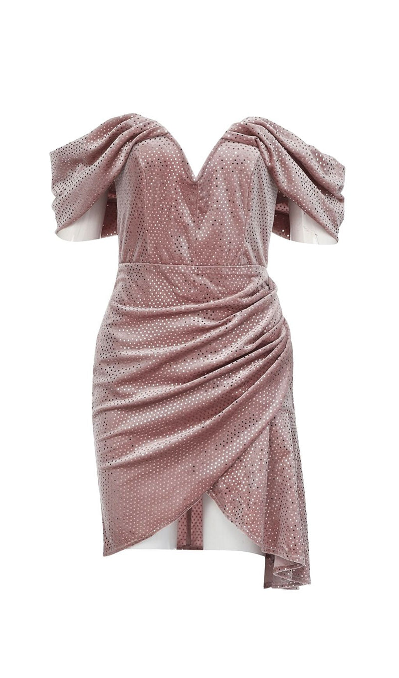PINK VELVET DOT STRAPLESS MINI DRESS Dresses styleofcb 