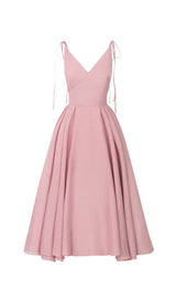 PLEATED FLARE BOTTOMING MIDI DRESS IN PINK DRESS STYLE OF CB 