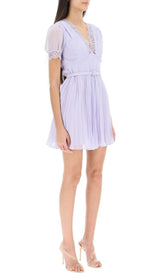 PLEATED CHIFFON MINI DRESS IN LAVENDER styleofcb 