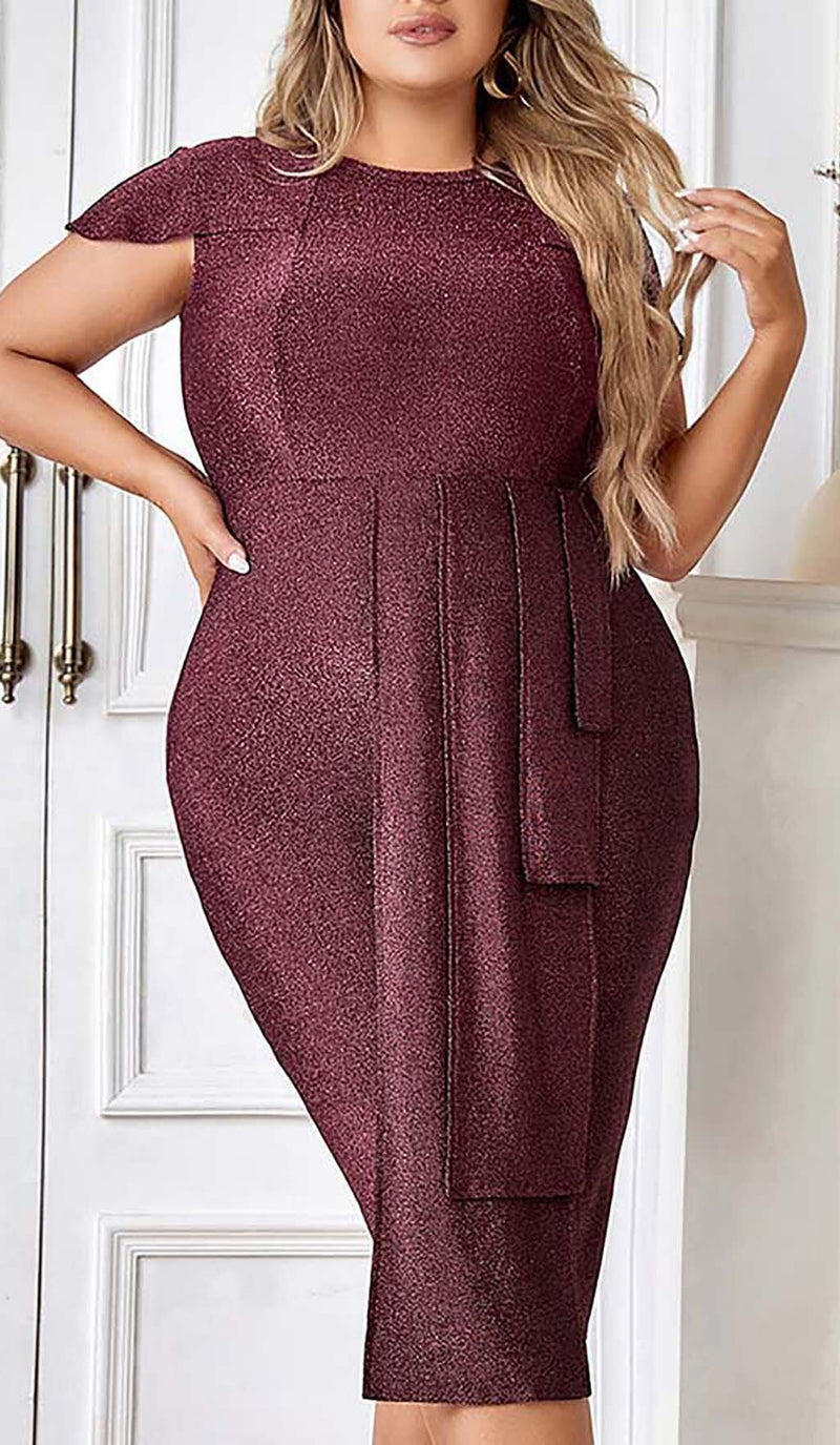 PLUS GLITTER MIDI DRESS IN BROWN DRESS STYLE OF CB 