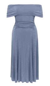 PLUS OFF SHOULDER MIDI DRESS IN BLUE DRESS STYLE OF CB 