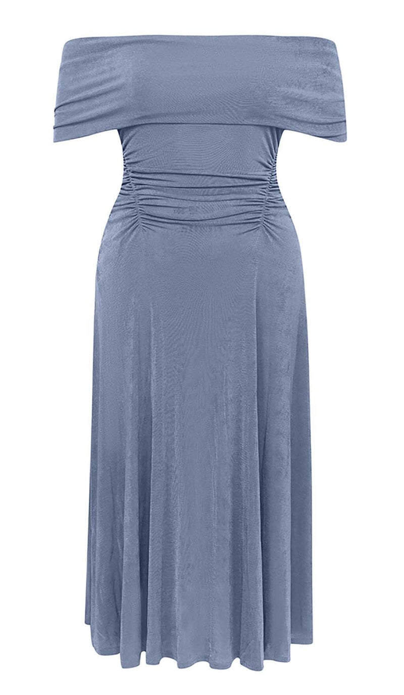 PLUS OFF SHOULDER MIDI DRESS IN BLUE DRESS STYLE OF CB 