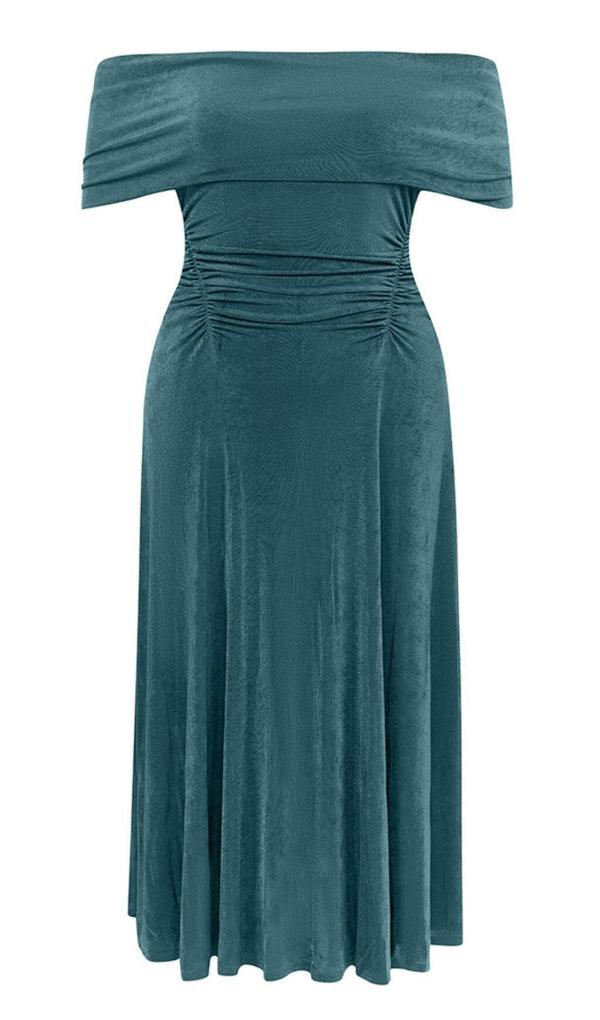 PLUS OFF SHOULDER MIDI DRESS IN GREEN DRESS STYLE OF CB 