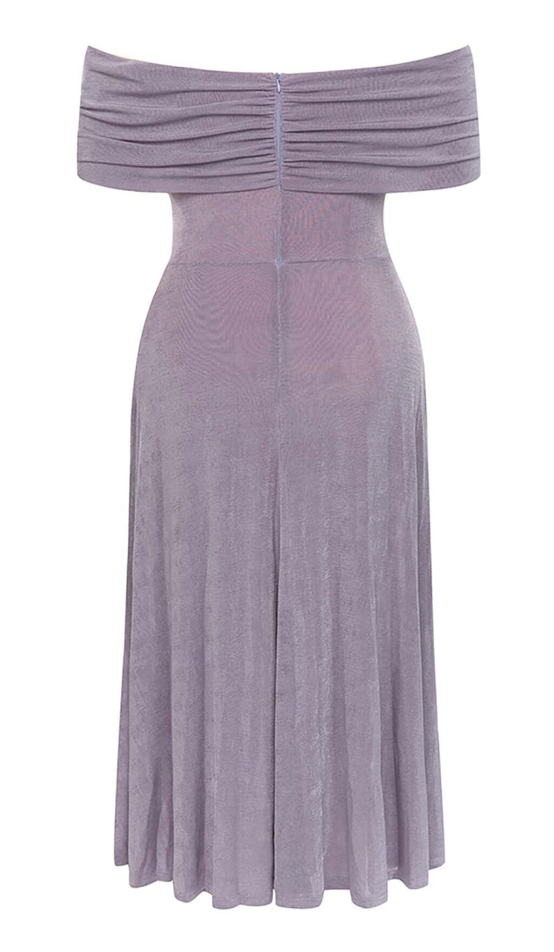 PLUS OFF SHOULDER MIDI DRESS IN PURPLE DRESS STYLE OF CB 