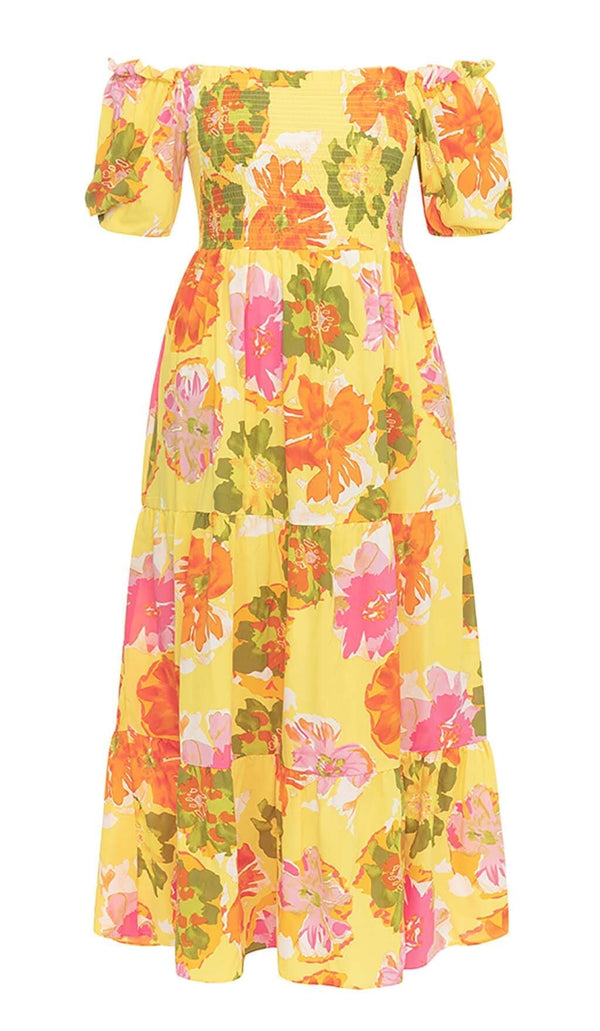PLUS SIZE FLORAL PRINT MIDI DRESS IN MULTICOLOR DRESS STYLE OF CB 