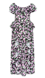 PLUS SIZE FLORAL RUCHED SLIT MIDI DRESS DRESS sis label 