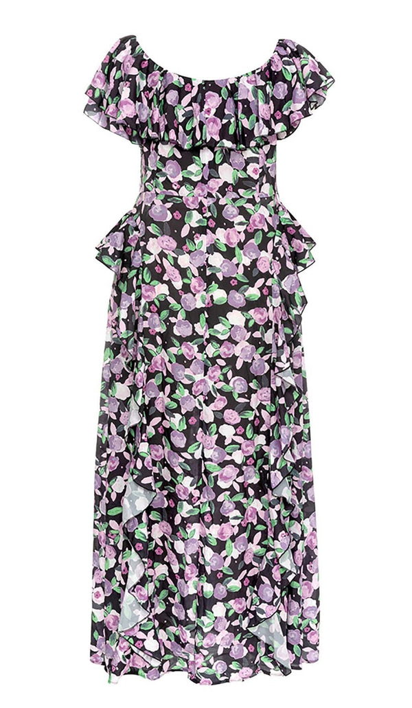 PLUS SIZE FLORAL RUCHED SLIT MIDI DRESS DRESS sis label 