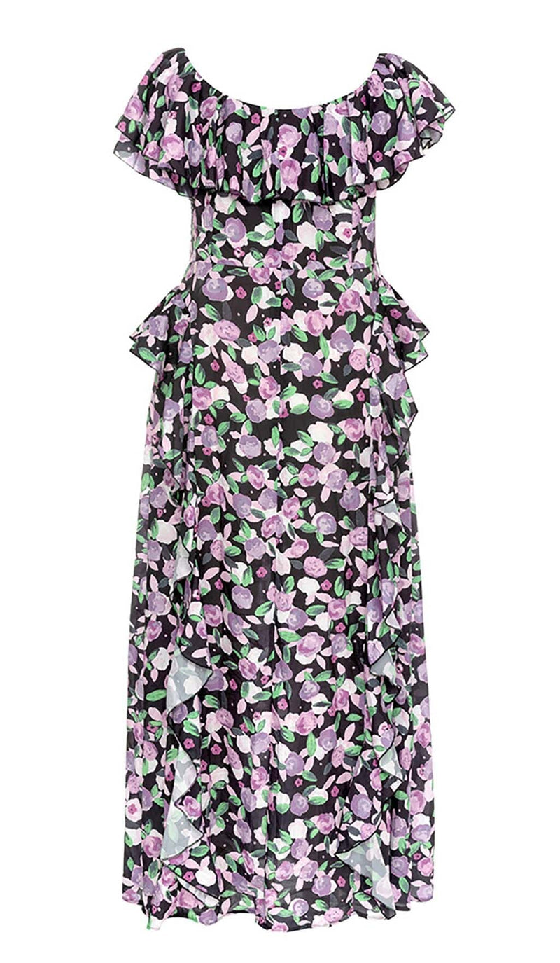 PLUS SIZE FLORAL RUCHED SLIT MIDI DRESS DRESS sis label 