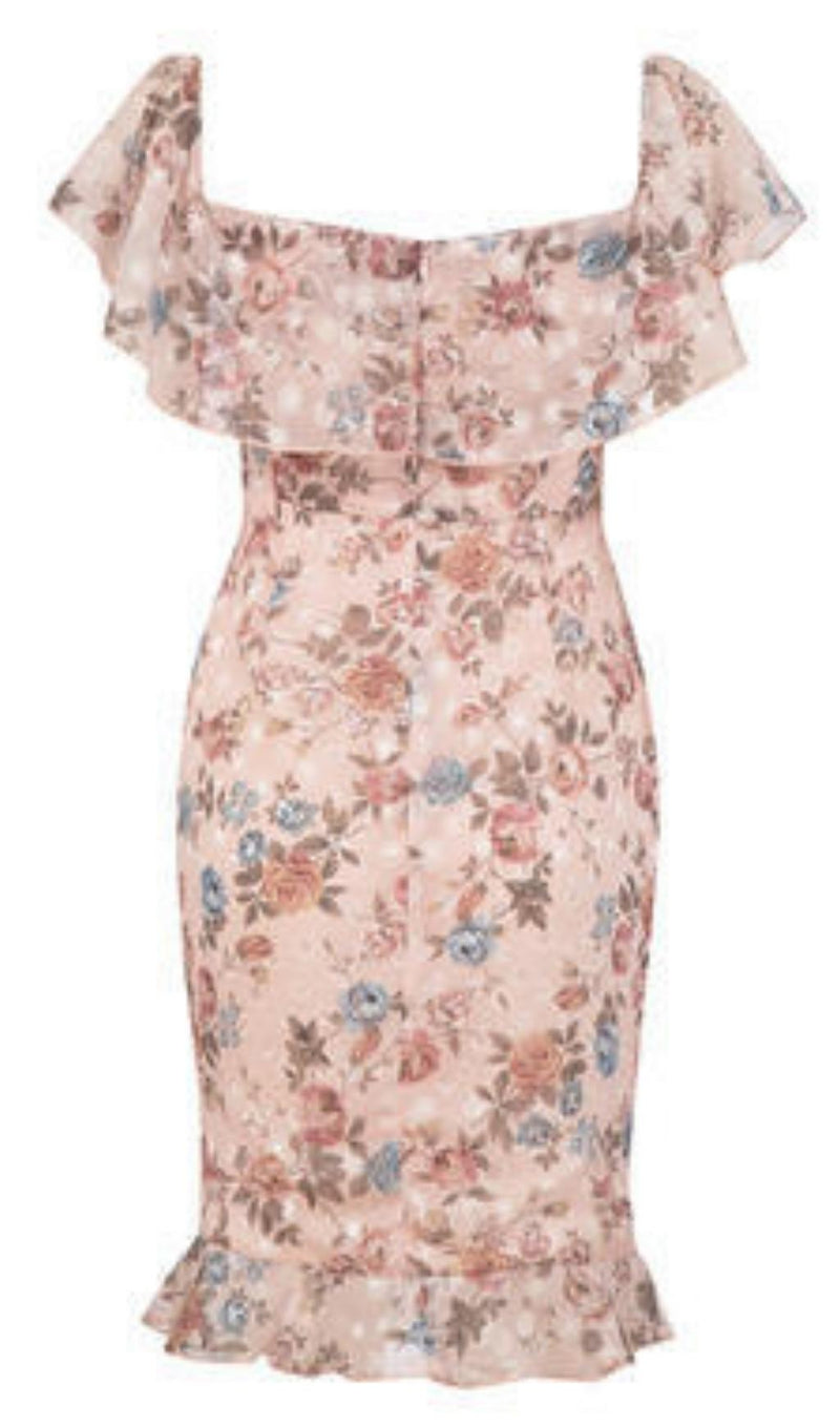 PRINTED FLOWER MIDI DRESS IN PINK Dresses styleofcb 