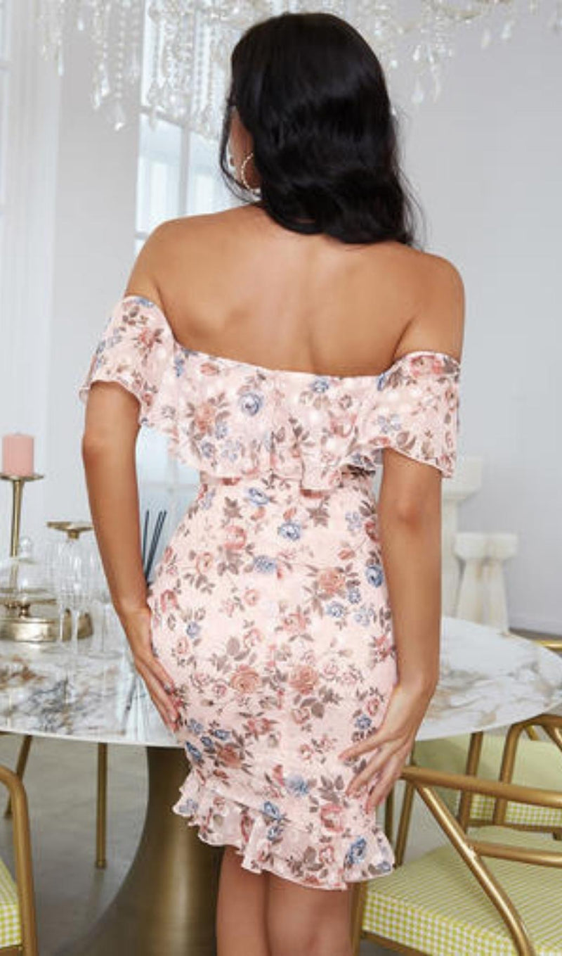 PRINTED FLOWER MIDI DRESS IN PINK Dresses styleofcb 