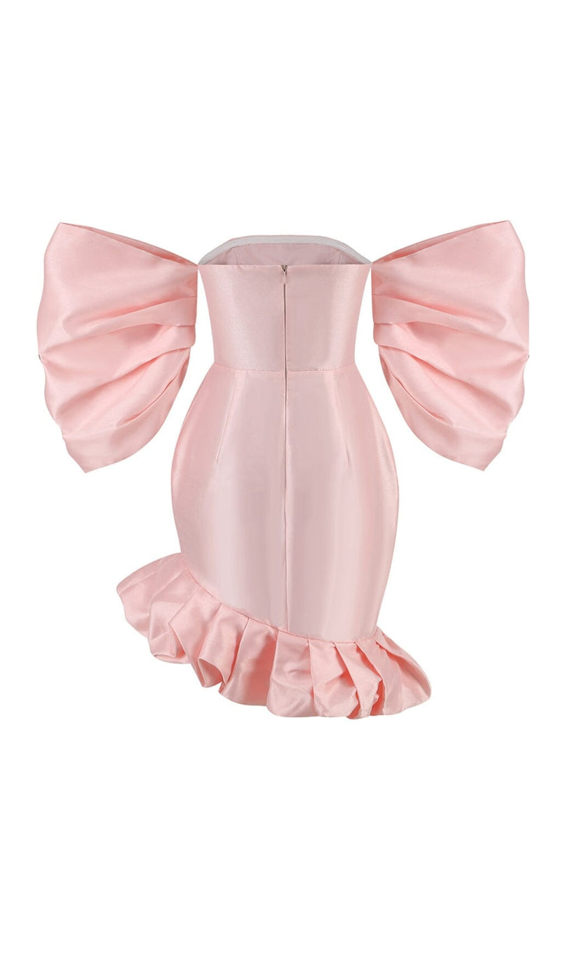 PUFF ASYMMETRIC MINI DRESS IN PINK styleofcb 