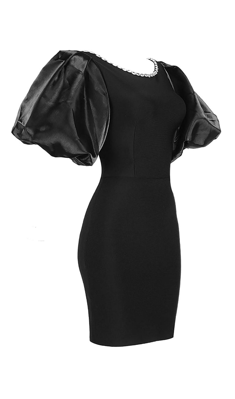PUFF SLEEVE BANDAGE MINI DRESS IN BLACK Dresses styleofcb 