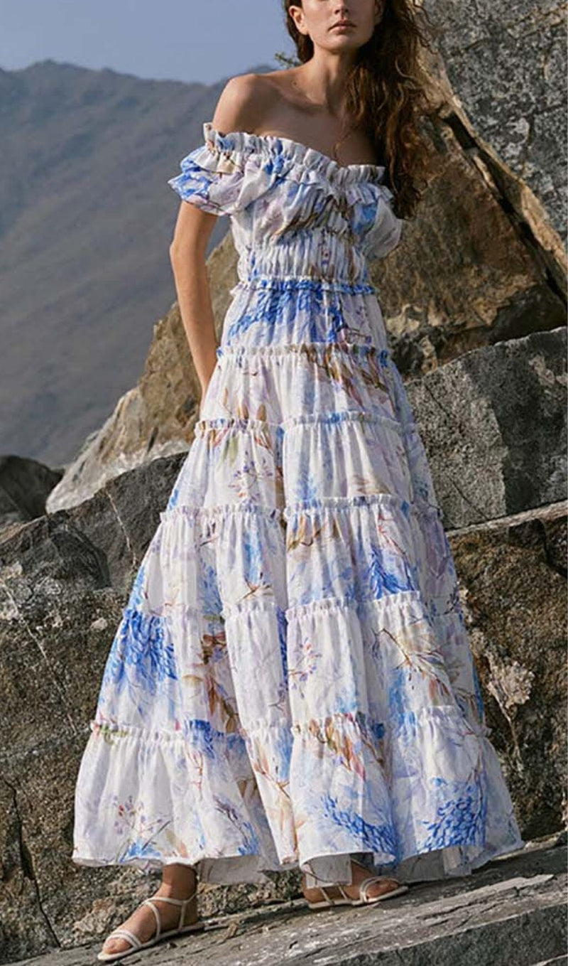 PUFFY SLEEVE CORSET MIDI DRESS IN LAVANDER styleofcb 