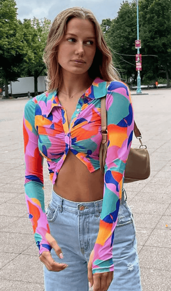 Printed mesh pleated top styleofcb 