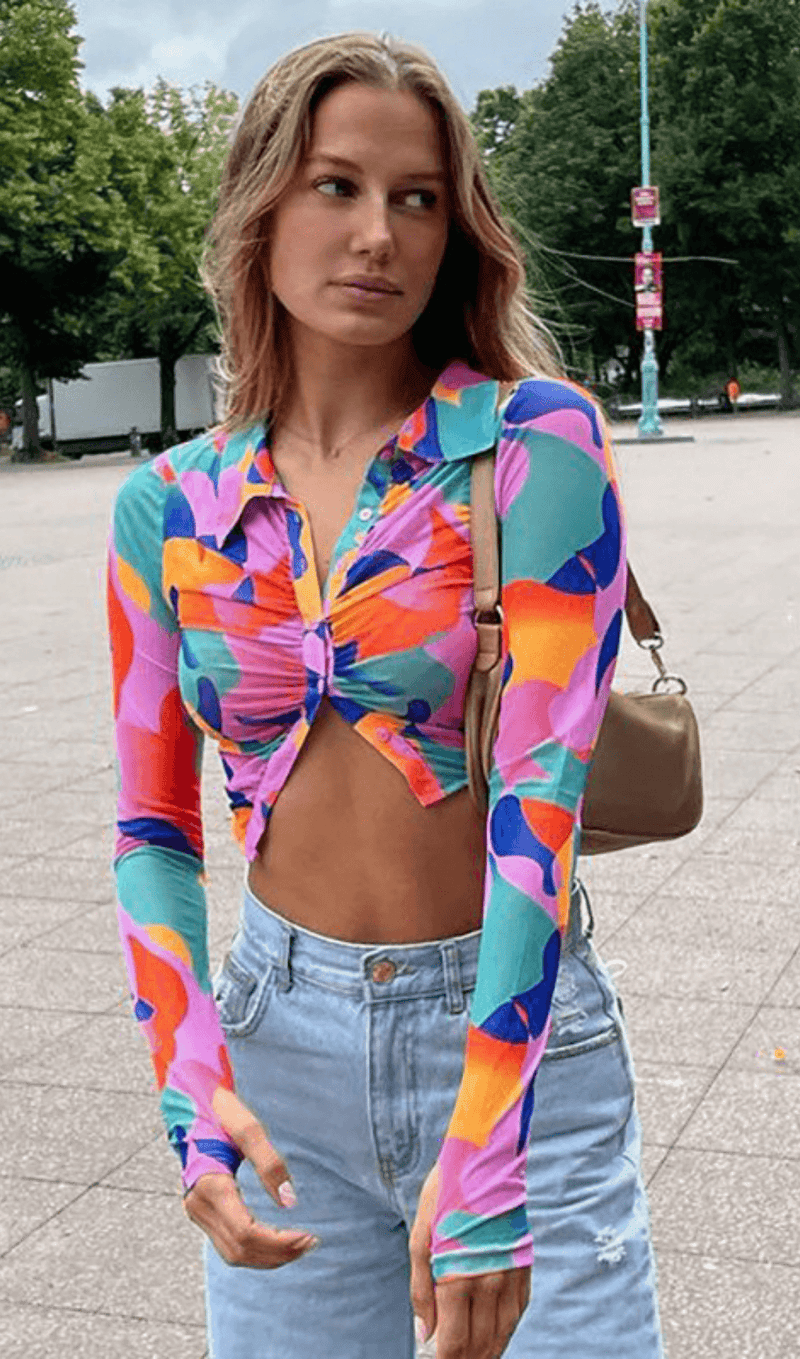 Printed mesh pleated top styleofcb 