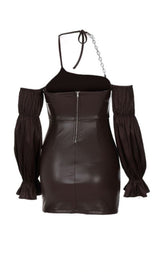 Puff leather sleeve dress styleofcb 
