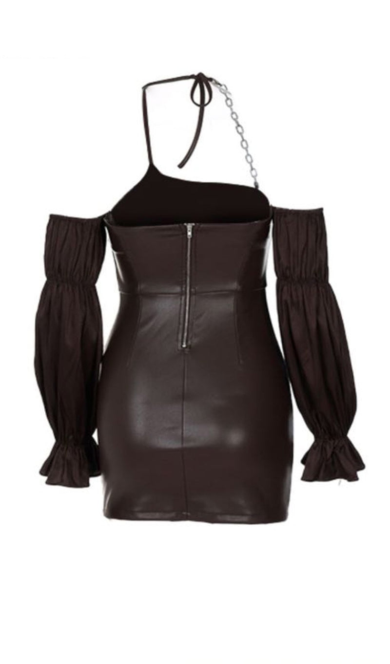 Puff leather sleeve dress styleofcb 