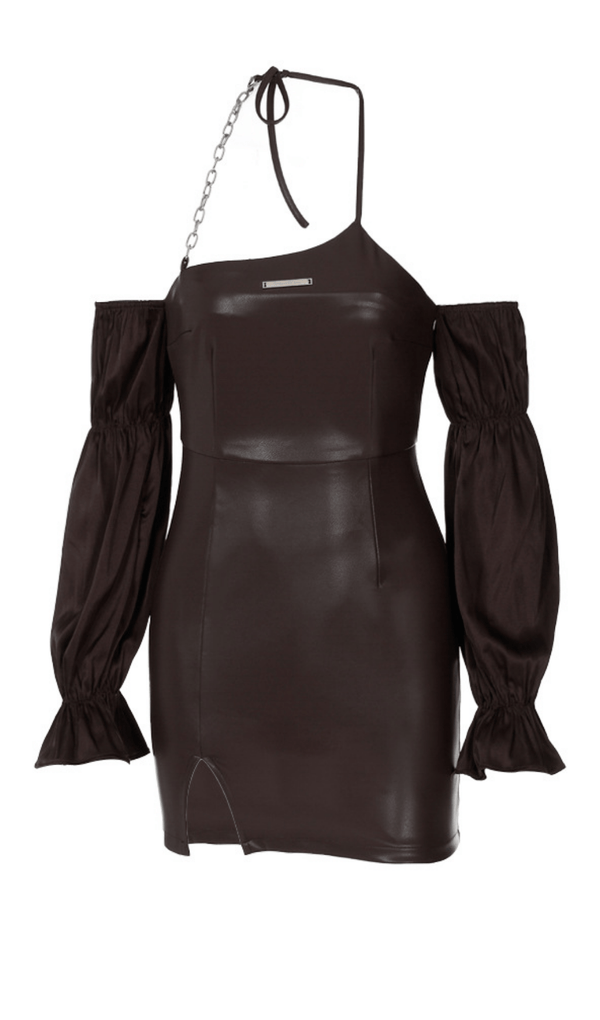 Puff leather sleeve dress styleofcb 