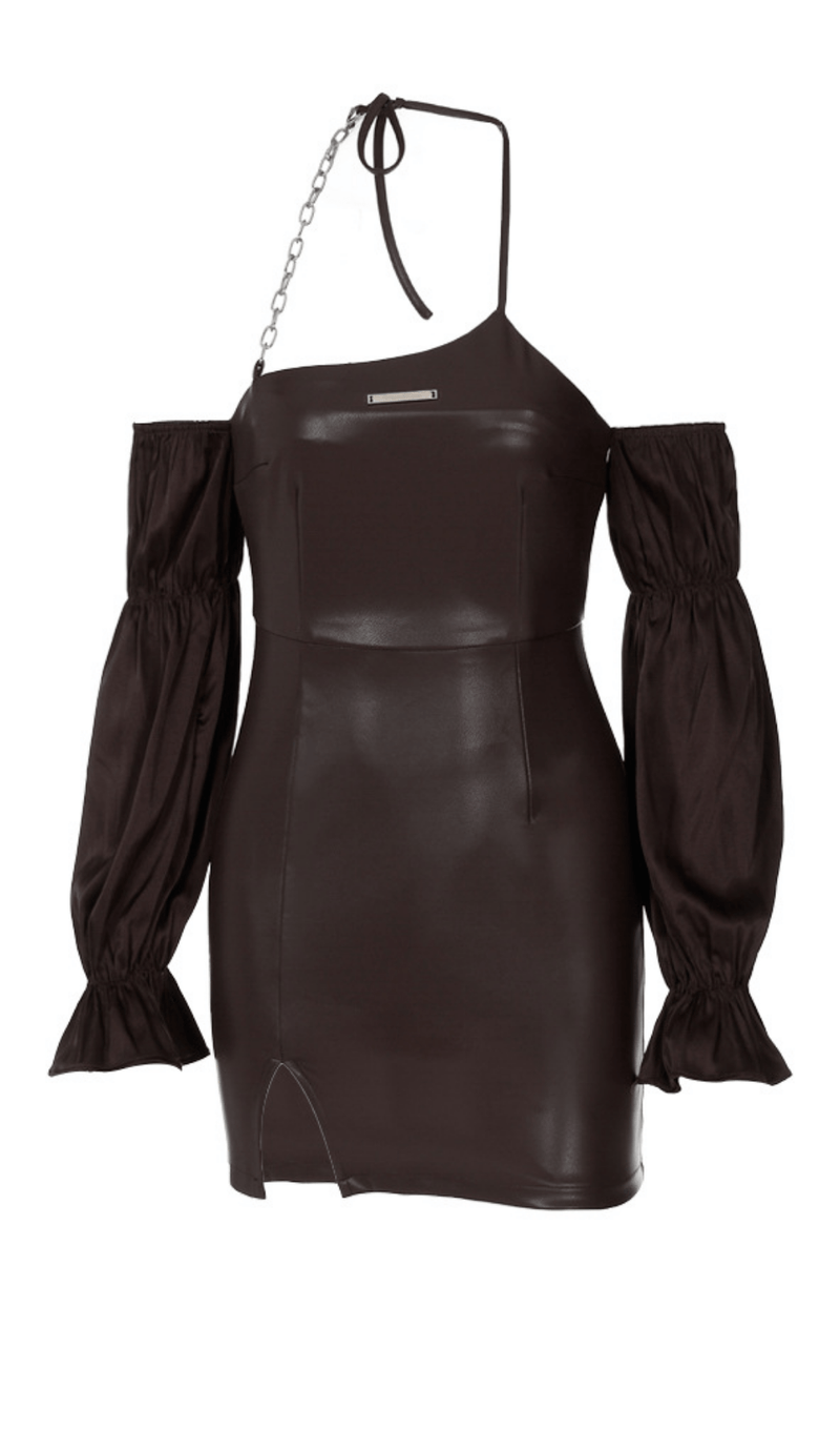 Puff leather sleeve dress styleofcb 