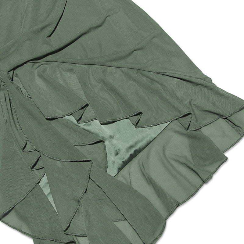 RECHED IRREGULAR COREST DRESS IN GREEN DRESS styleofcb 