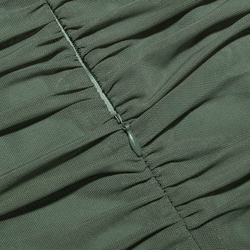 RECHED IRREGULAR COREST DRESS IN GREEN DRESS styleofcb 