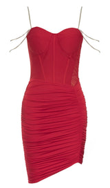 RHINESTONE STRAPPY CORSET MINI DRESS IN BURGUNDY DRESS STYLE OF CB 