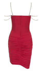 RHINESTONE STRAPPY CORSET MINI DRESS IN BURGUNDY DRESS STYLE OF CB 