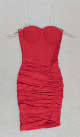 RHINESTONE STRAPPY CORSET MINI DRESS IN BURGUNDY DRESS STYLE OF CB 