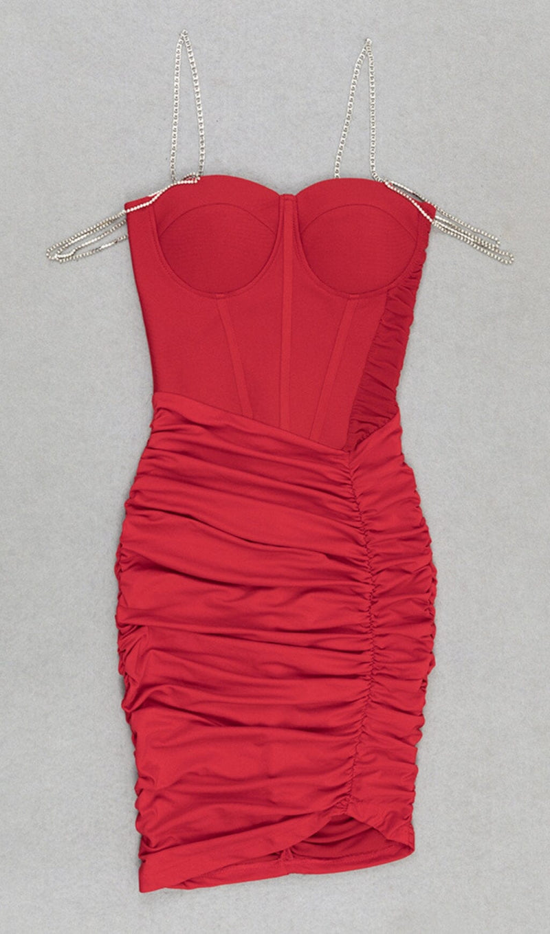 RHINESTONE STRAPPY CORSET MINI DRESS IN BURGUNDY DRESS STYLE OF CB 