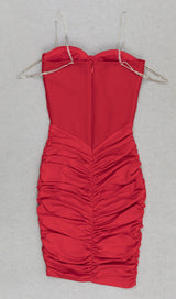 RHINESTONE STRAPPY CORSET MINI DRESS IN BURGUNDY DRESS STYLE OF CB 