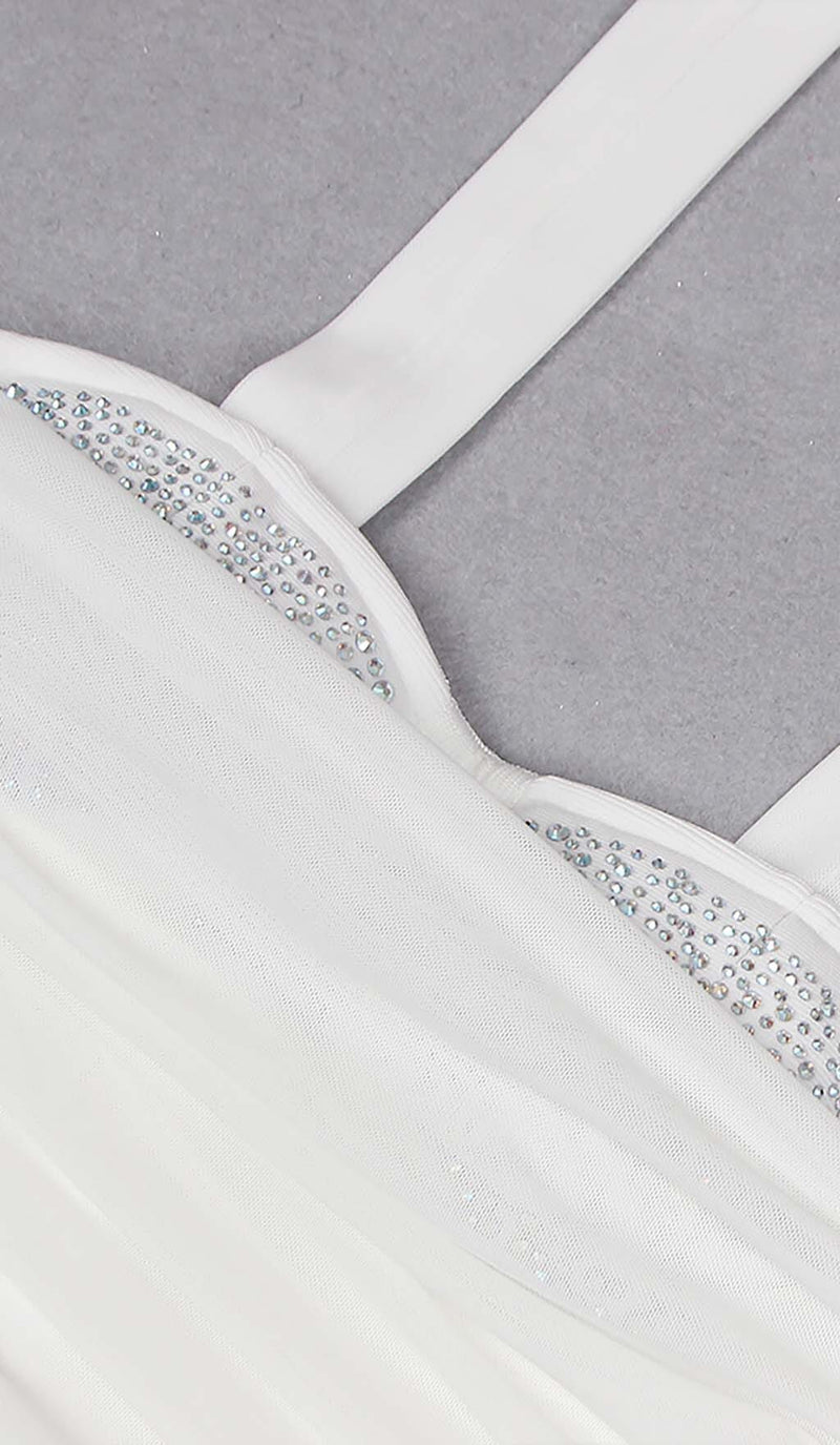 RUCHED BANDEAU MIDI DRESS IN WHITE DRESS STYLE OF CB 